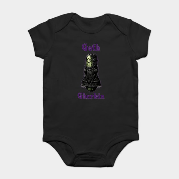 Goth Gherkin Anthropomorphic Gothic Emo Pickle Baby Bodysuit by Luxinda